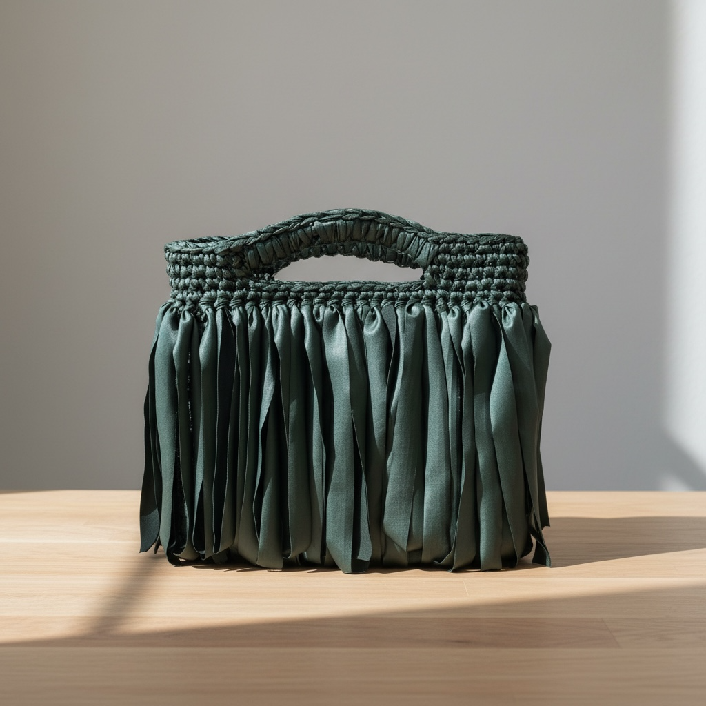 Tilli borsa con frange Ecopelle - Verde Bosco