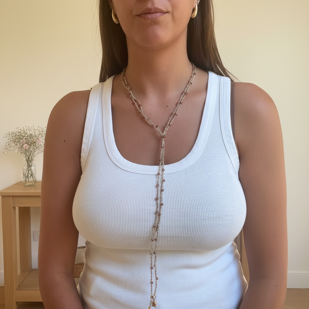 Choker abbraccio oro con perline bordeaux e stelline
