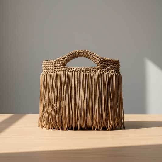 Tilli borsa con frange - Cammello/oro