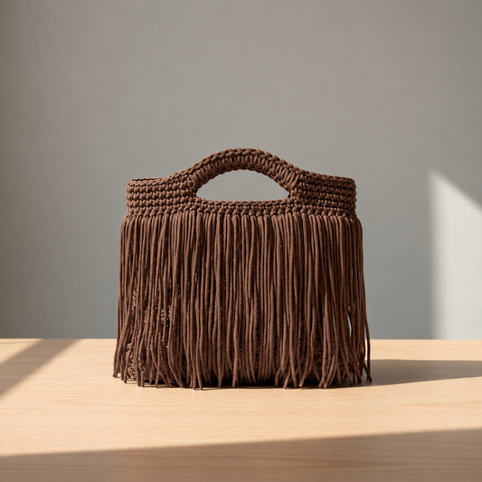 Tilli borsa con frange - Cacao