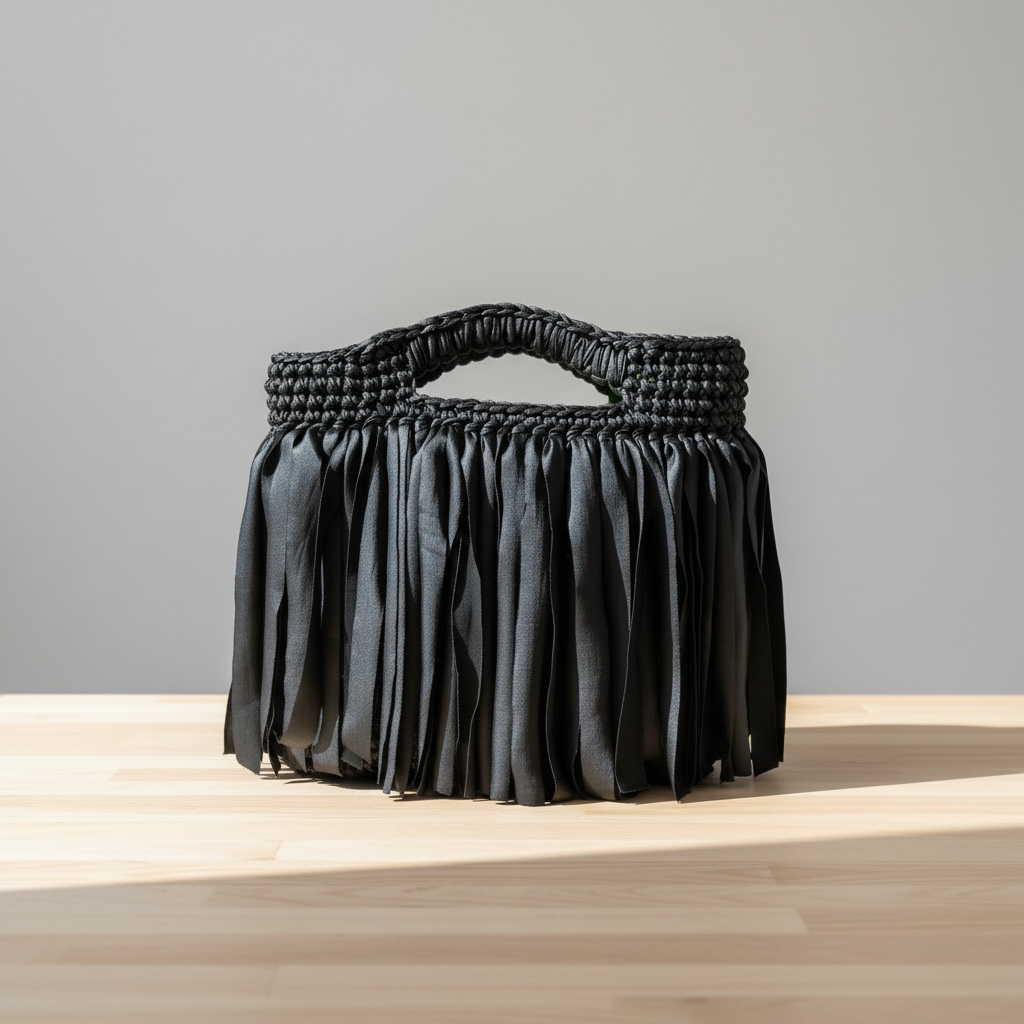 Tilli borsa con frange Ecopelle - Nero
